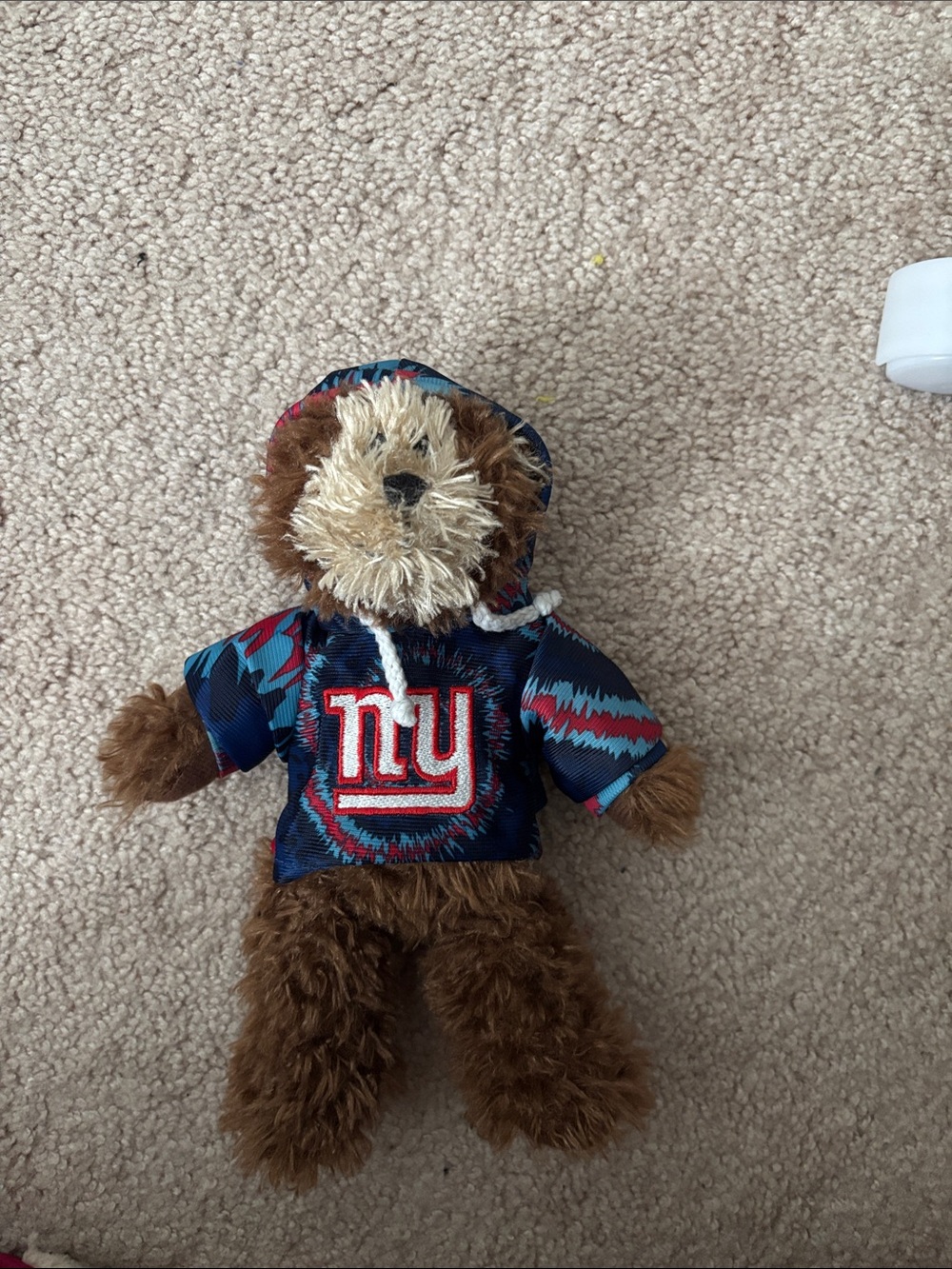 NFL NY Giants Vintage Brown Plush Bear in Blue and Red Hoodie